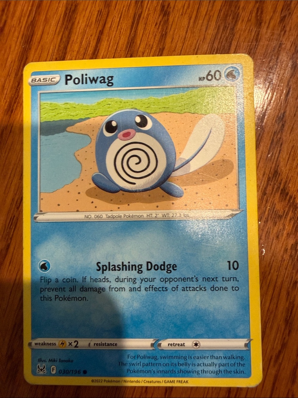 Pokemon Poliwag Blue Yellow Trading Card